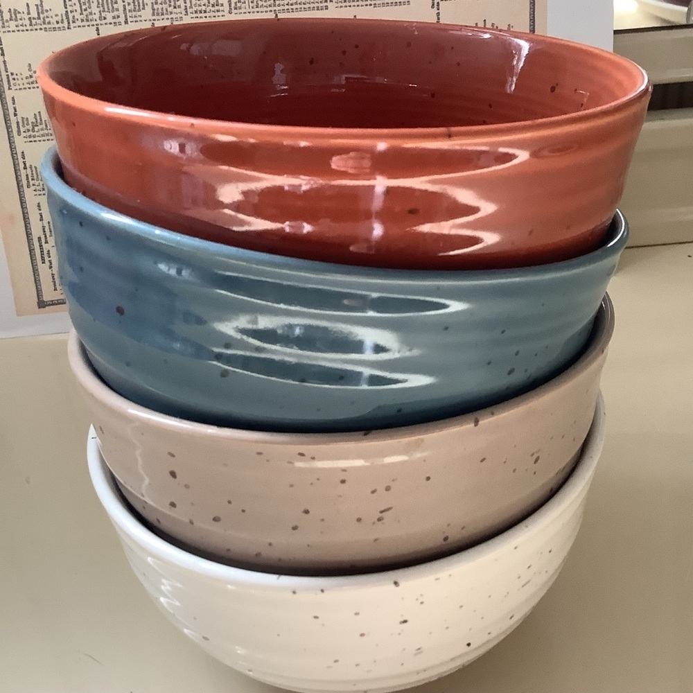 Sango Like New Siterra Artist Speckled Stoneware Bowls Set 4 Berry Bowls